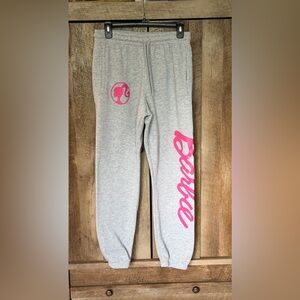 Barbie Women’s Gray Sweat Pants Jiggers with Pink Barbie Logo Size M